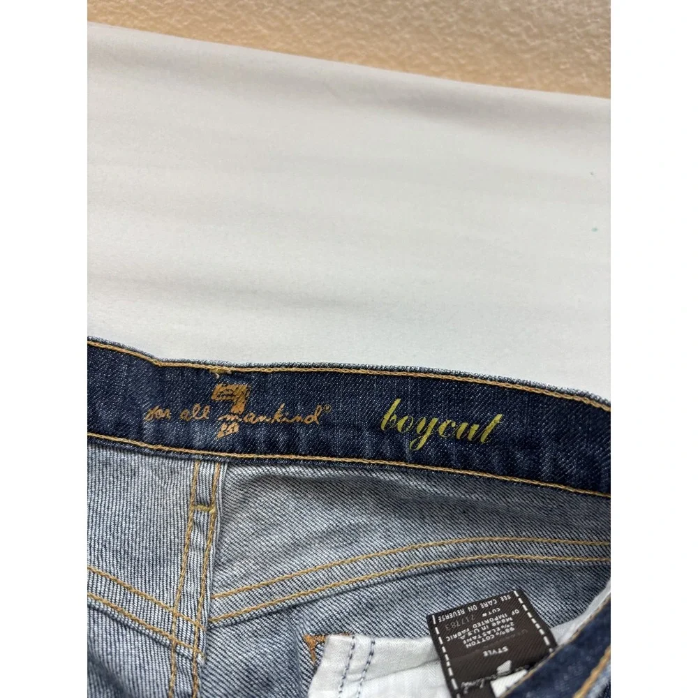 7 For All Mankind Boycut Flare Jeans Womens 24 Blue Medium Wash Button Fly